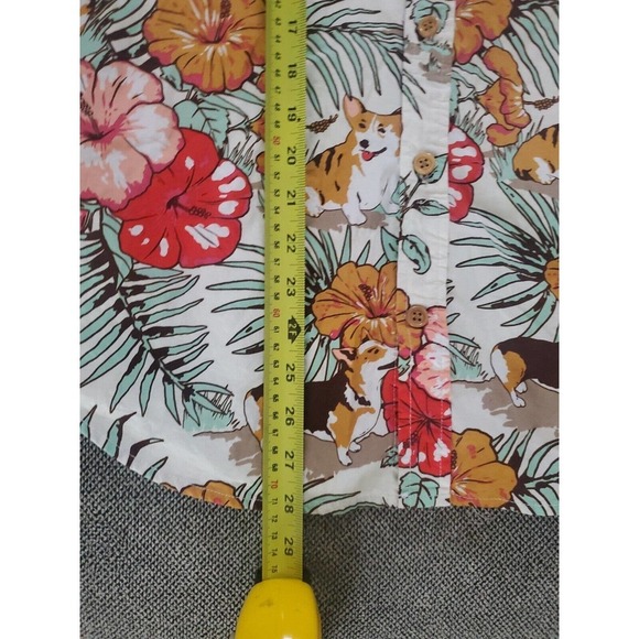 NICE Corgi Hawaiian Hot Topic Shirt ~ Button Up Short Sleeve Aloha Dog Size L - Picture 7 of 7